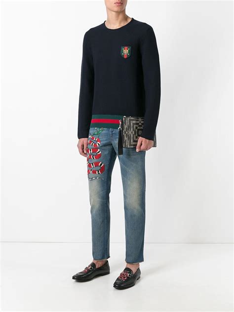 gucci stretch denim jeans|gucci jeans with snake.